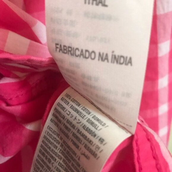 Hollister NEW Cotton Gingham Check Button Shirt Top Blouse Pink Long Sleeves S - Picture 11 of 14